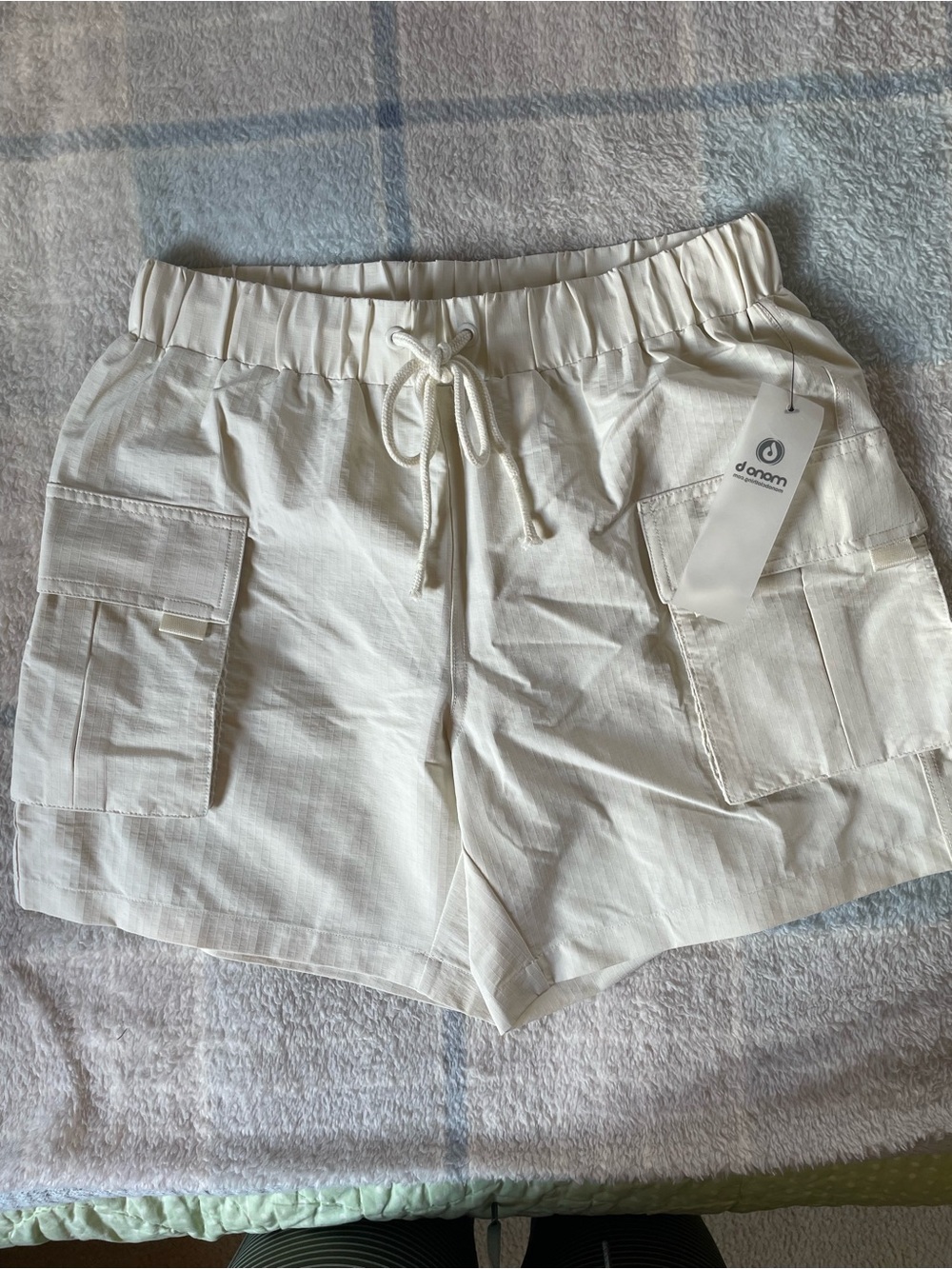Mono B Off-White Cargo Drawstring Shorts